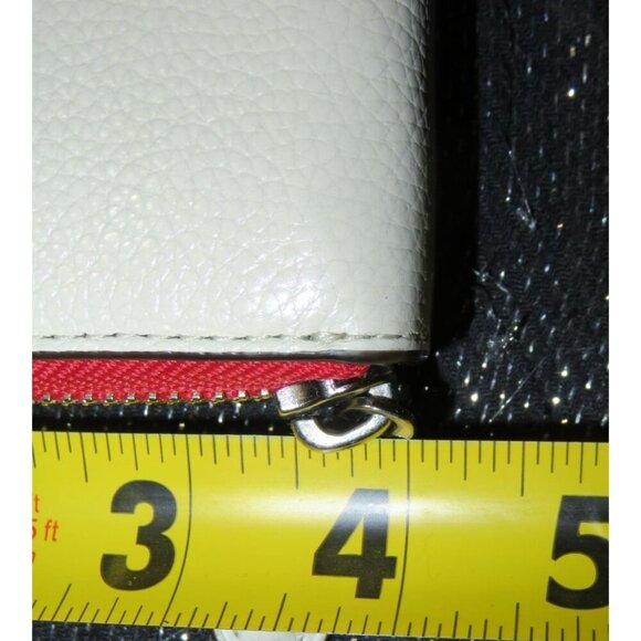 Coach Red Lips White Leather Accordion Zip Around Long Wallet - Picture 11 of 12